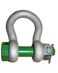 Bow shackle with safety bolt